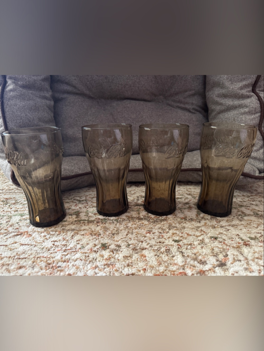 Coca-Cola Smoky Brown Tinted Embossed Glass